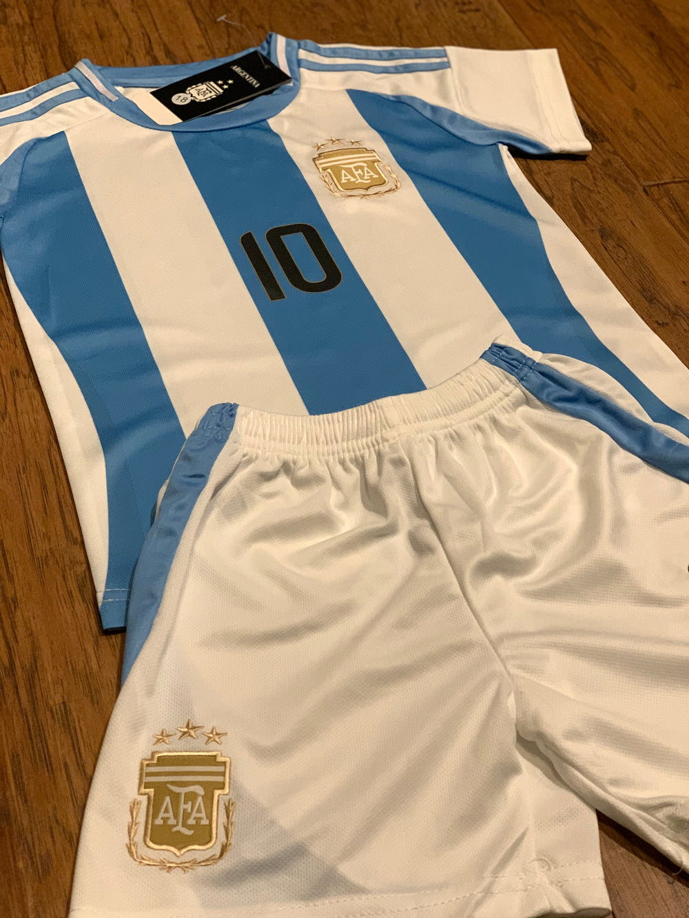 Lionel Messi Kids Soccer Argentina Home Jersey Set Youth & Toddler Sizes CustomKiddos.com