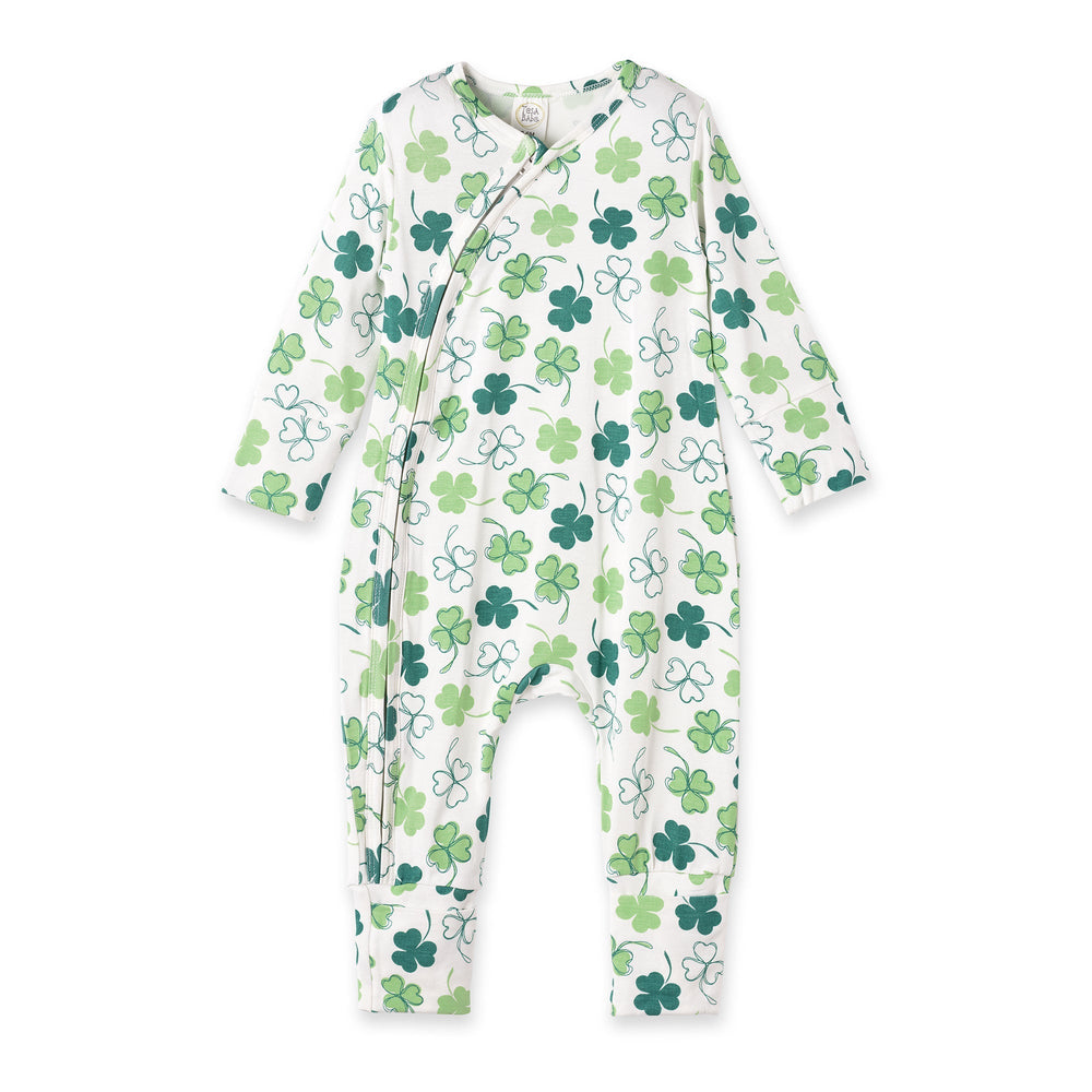 Shamrock Zip Romper – Convertible Cuff Bamboo Irish Sleeper Tesa Babe