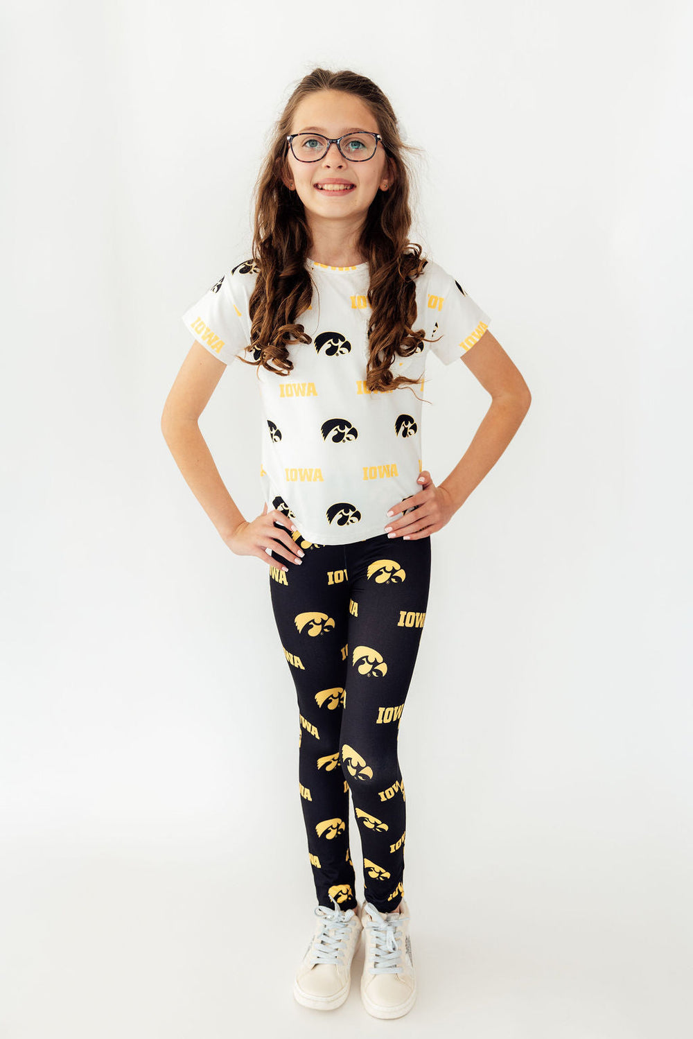 Iowa White Tigerhawk Ruffle Pocket Tee