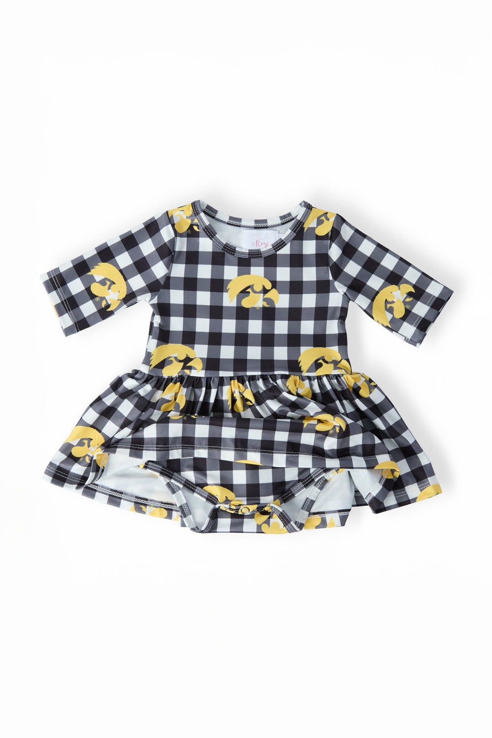 Iowa Plaid Tigerhawk 3/4 Sleeve Twirl Bodysuit
