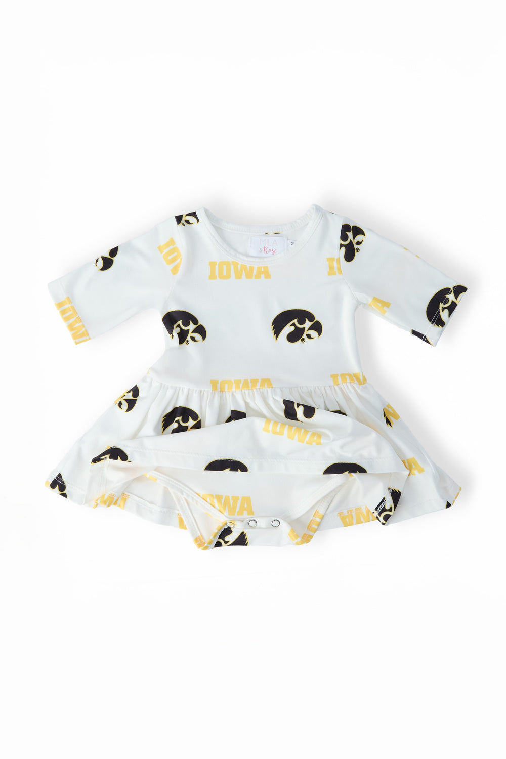 Iowa White Tigerhawk 3/4 Sleeve Twirl Bodysuit