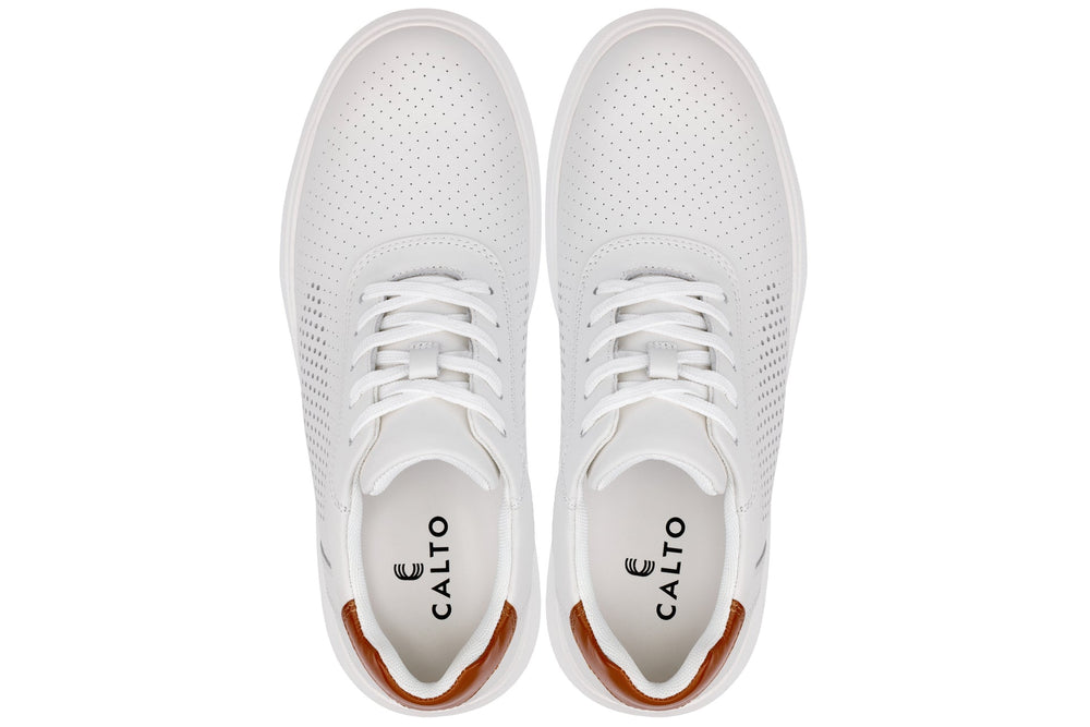 CALTO - J1581  - 2.6 Inches Taller (White) - Lightweight Casual Walkers
