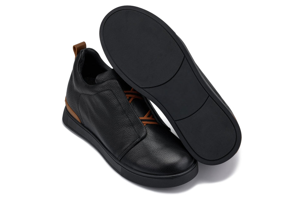 CALTO - J1931  - 2.6 Inches Taller (Black/Black Sole) - Slip-On Snoafers
