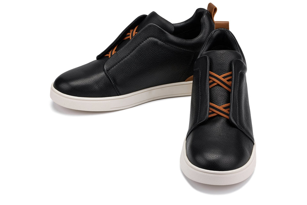 CALTO - J1932  - 2.6 Inches Taller (Black/White Sole) - Slip-On Snoafers