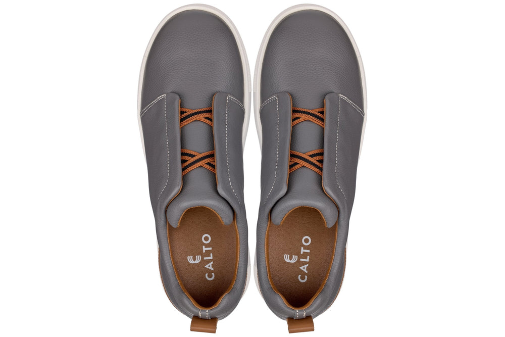 CALTO - J1935  - 2.6 Inches Taller (Grey) - Slip-On Snoafers