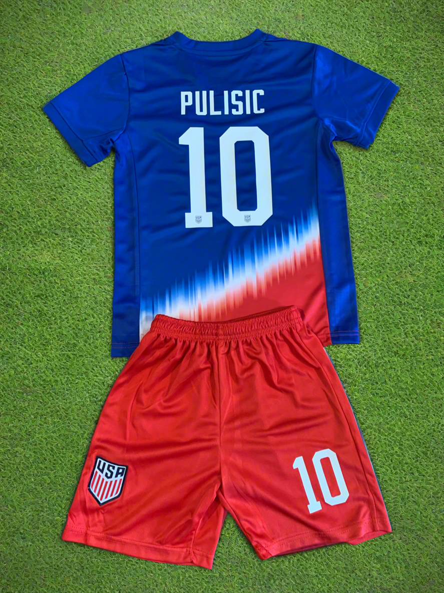 Christian Pulisic USA 2024 Kids Youth Soccer Jersey Kit 2 Piece Set CustomKiddos.com
