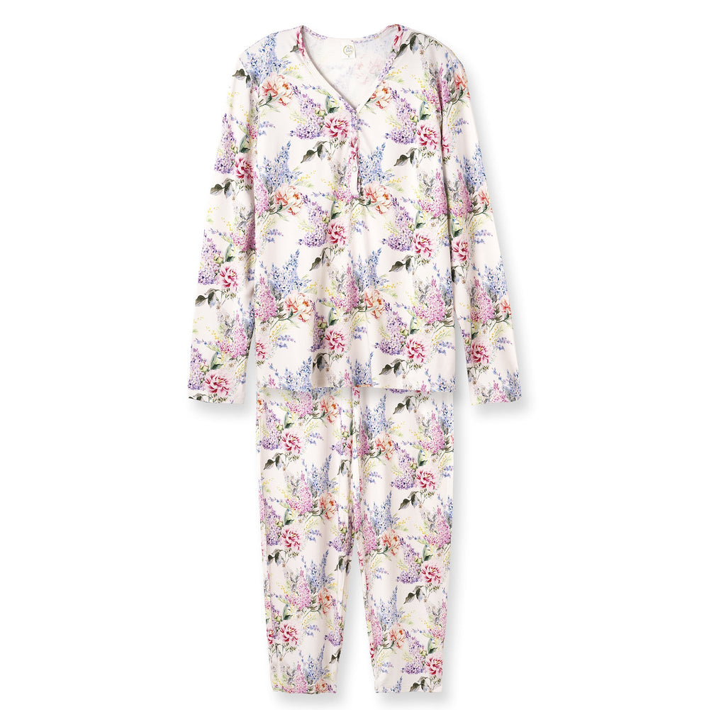 Dream Blossom Bamboo Women’s Pajama Set- Watercolor Floral Tesa Babe
