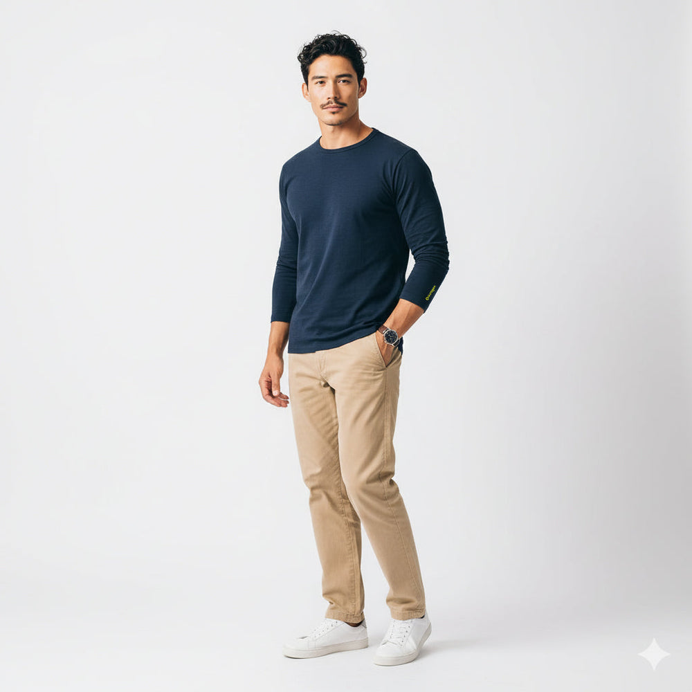 Mason Navy Long Sleeve Crew