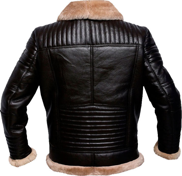 Men’s RAF Brown Bomber Leather Jacket With Fur