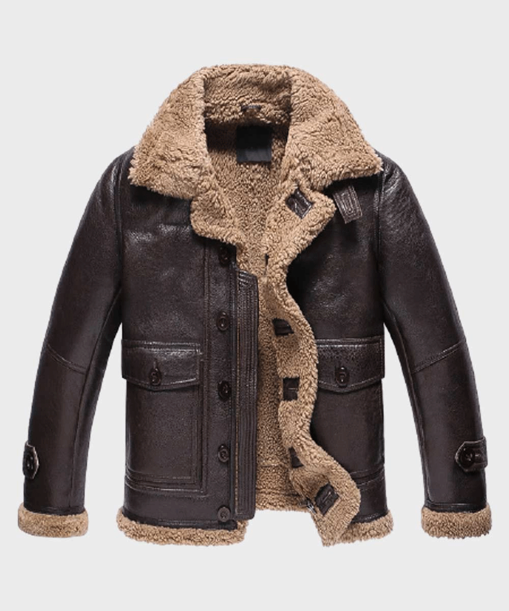 Men’s Sheepskin Shearling Dark Brown Leather Jacket