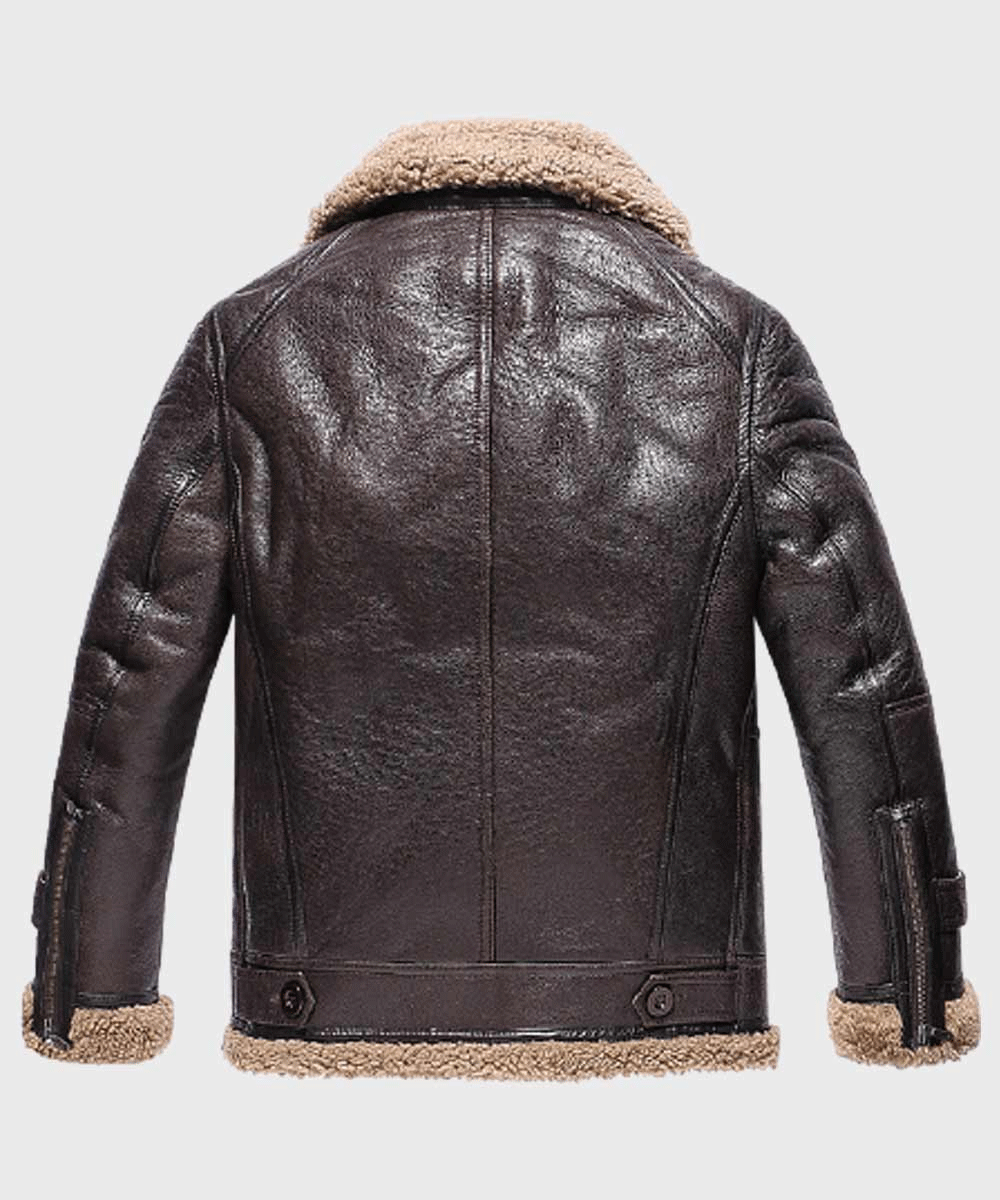 Men’s Sheepskin Shearling Dark Brown Leather Jacket