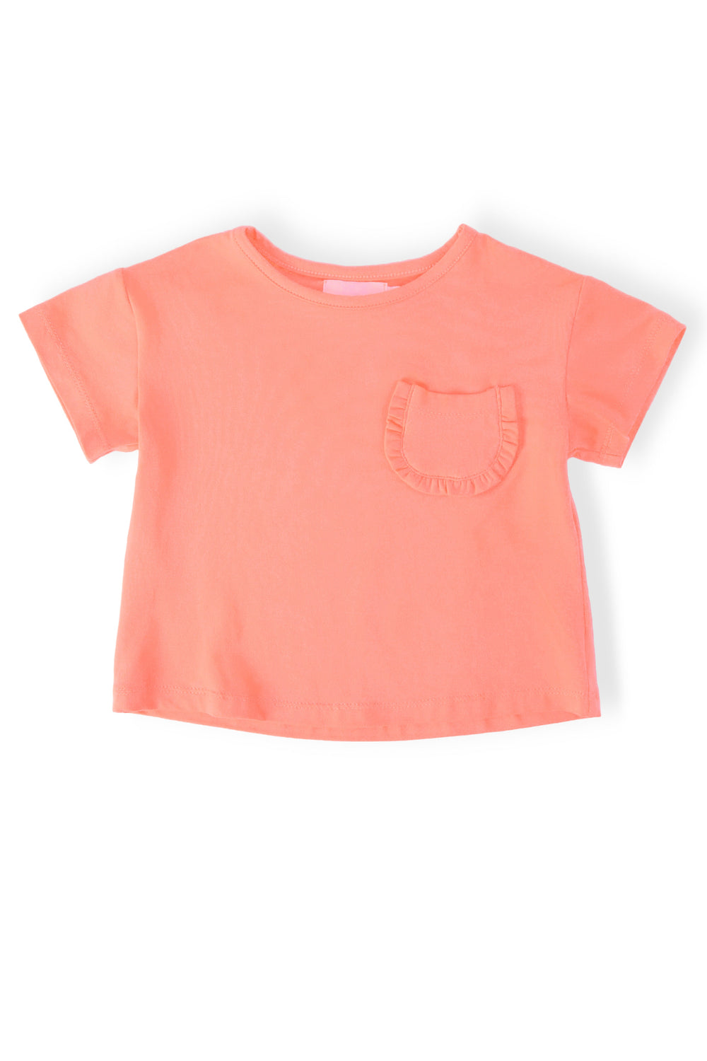 Neon Coral Ruffle Pocket Tee