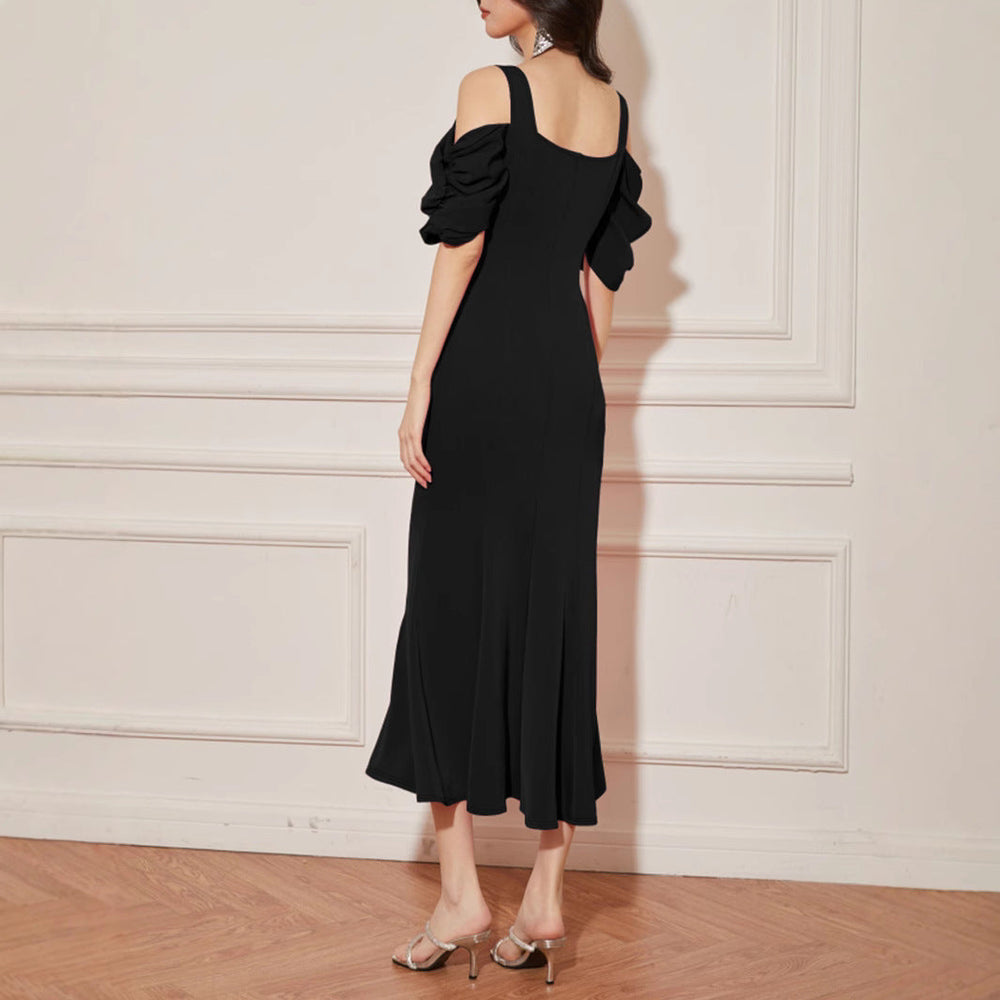 Women Clothing Summer Sexy Backless Slit Hemline at Hem Sling Dress