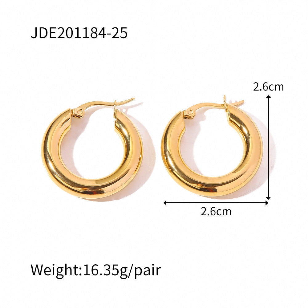French Circle Non Fading Earrings Exaggerated Personalized Light Luxury Simplicity Online Influencer Earrings Stainless Steel Earrings for Women Accessories