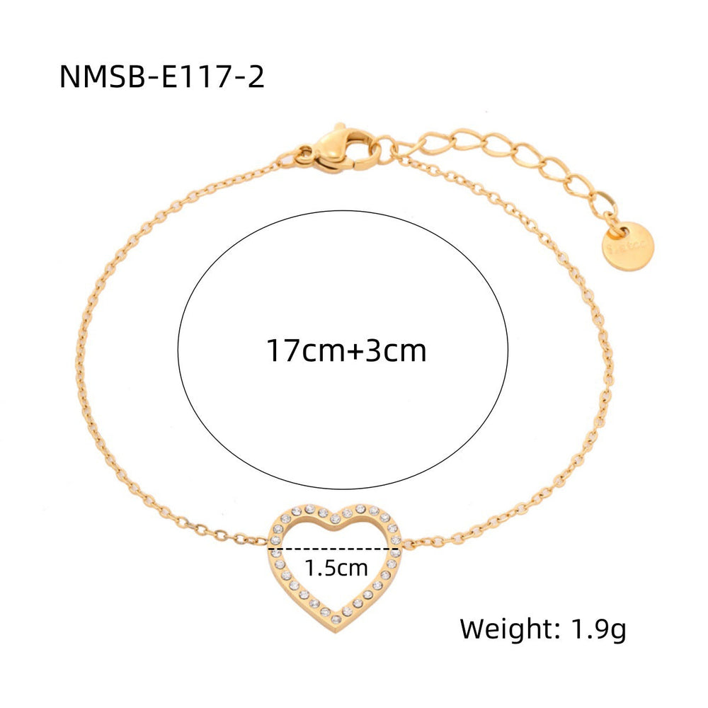 Heart Shape Diamond Titanium Steel Bracelets Women Non Fading Wild Stainless Steel Ornament