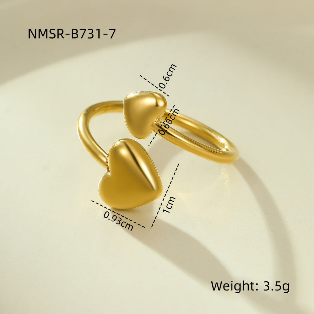 Niche High Grade Stainless Steel Ring Geometric Abstract Open Irregular Asymmetric Non Fading Titanium Steel Ring Ornament