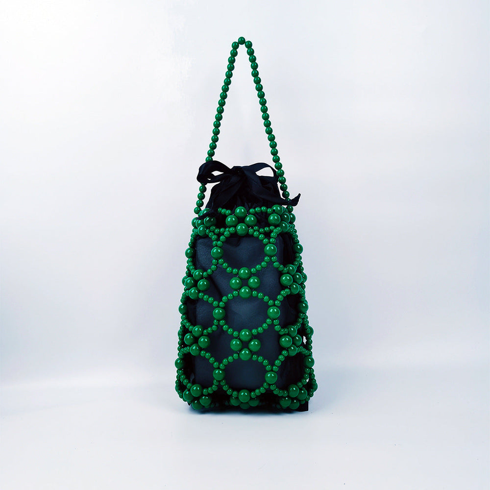 Fashionable Western Small Carrying Bag Beads Bag Silver Beads Bag Solid Color Hollow Out Cutout Bag Handbags