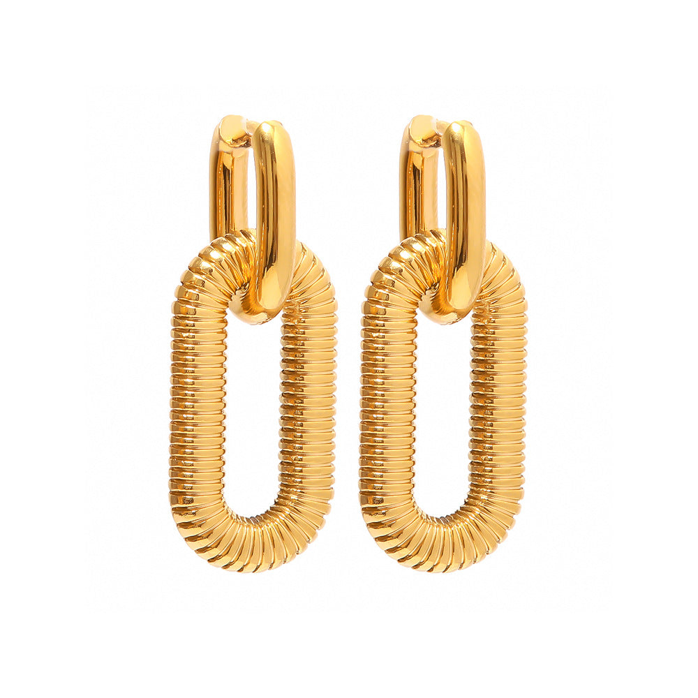 Exaggerated 18K Gold Plated Stainless Steel Chain Earrings Jewelry Advanced Trendy Stylish Earrings Accessories