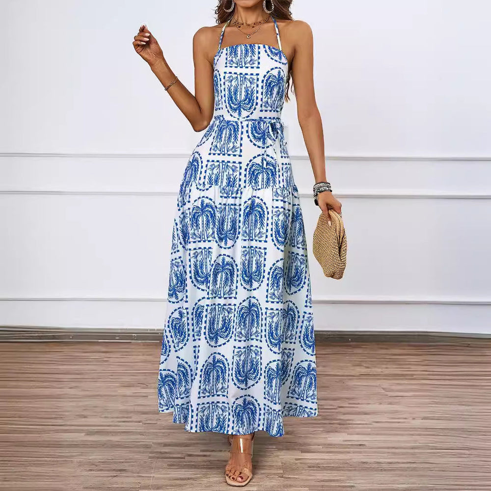 Women Floral Halter Beach Hawaii Holiday Dress