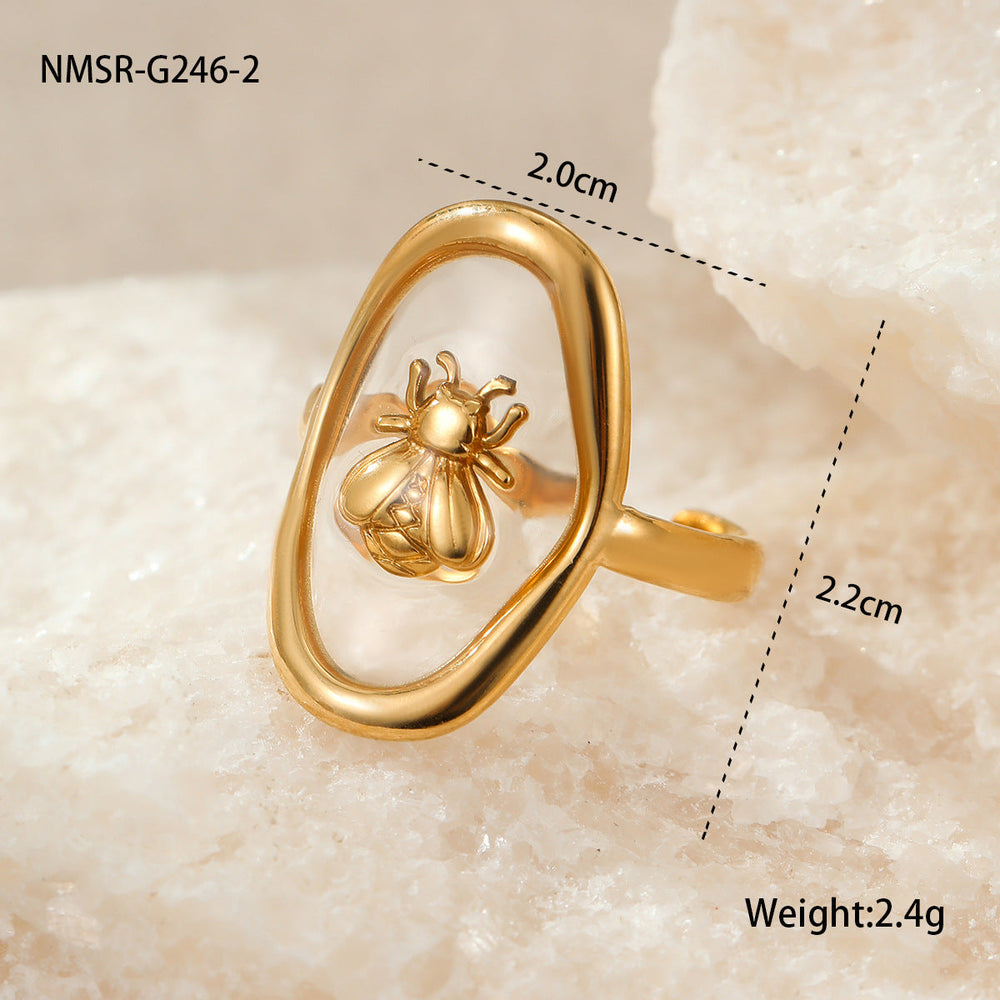 Fashionable Trendy Cool Design Stainless Steel Ring 18K Gold Simple Advanced French Finger Ring Jewelry