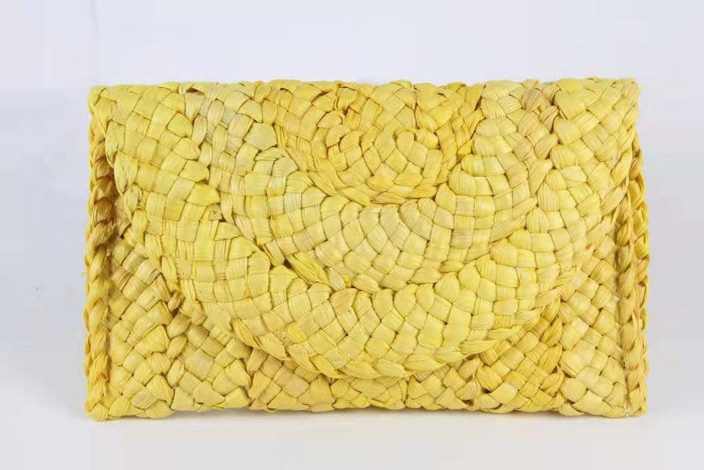 Corn Husk Straw Bag Clutch Women Large Capacity Clutch Hand-Woven Bag Mobile Phone Bag Coin Purse Japanese Korean