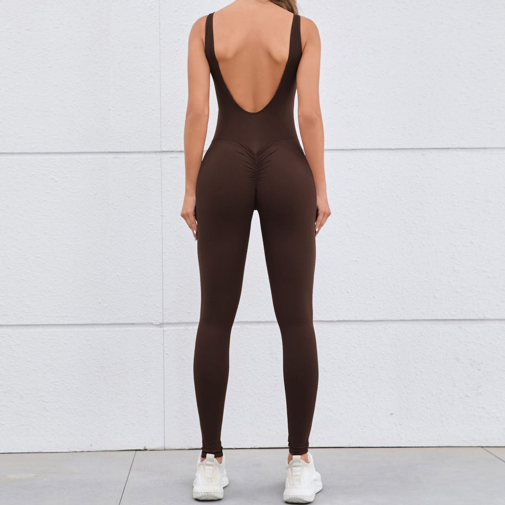 Hollow Out Cutout Beauty Back Peach Hip Tight Yoga Jumpsuit Naked Women Sense Quick Drying Sports One Piece Workout Clothes