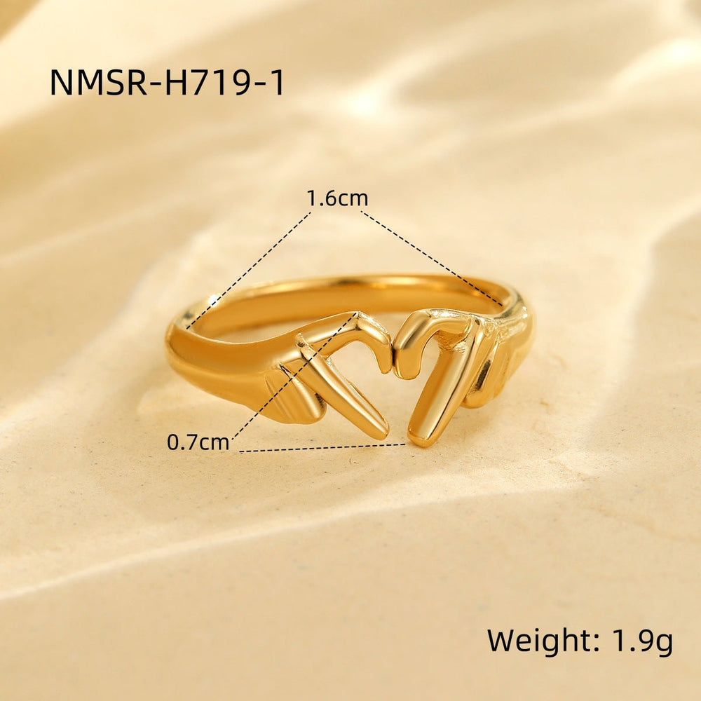 Valentine Day Double Hand Heart Ring Gift Love Heart Shaped Ring Ornament Open Adjustable Couple Ring