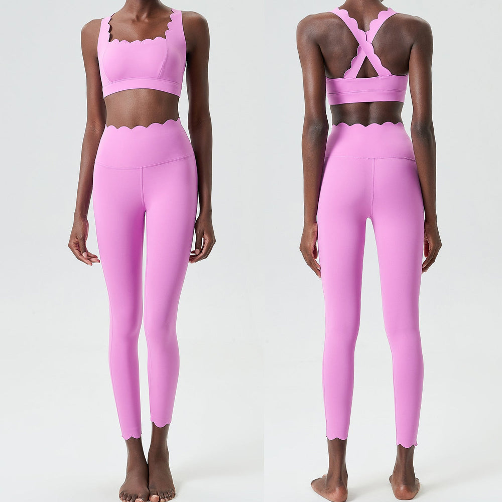Small Wave Yoga Suit Suit Women Tight Fit Sports Fitness Suit Two Piece Quick Dry Suit