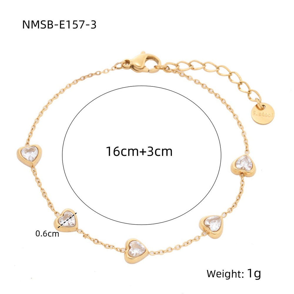 Heart Shape Diamond Titanium Steel Bracelets Women Non Fading Wild Stainless Steel Ornament