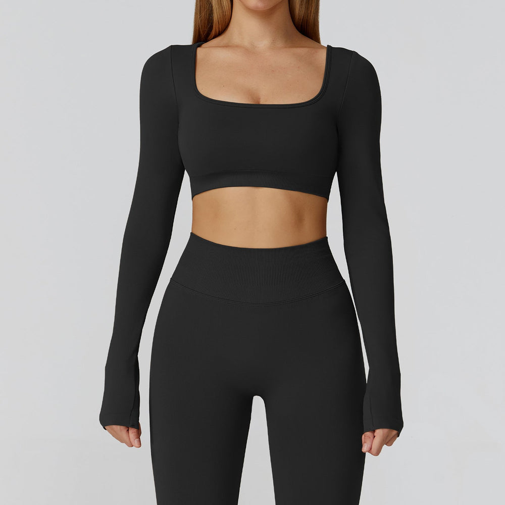 Sollinarry Slim Fit Seamless Yoga Clothes Hollow Out Cutout out Beauty Back Yoga Long Sleeve Women Sports Running Fitness Clothes