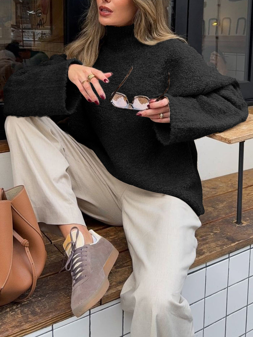 Casual Wool Long Sleeve Coat Sweater Women Clothing Autumn Winter