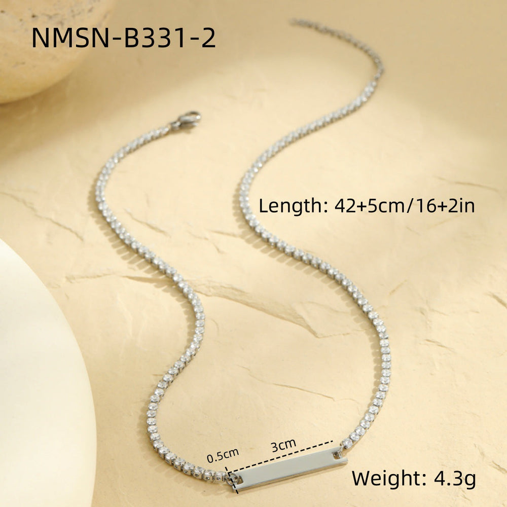 Diamond Necklace DIY Laser Sculpture Stainless Steel Necklace Plated 18K Real Gold Hand Jewelry