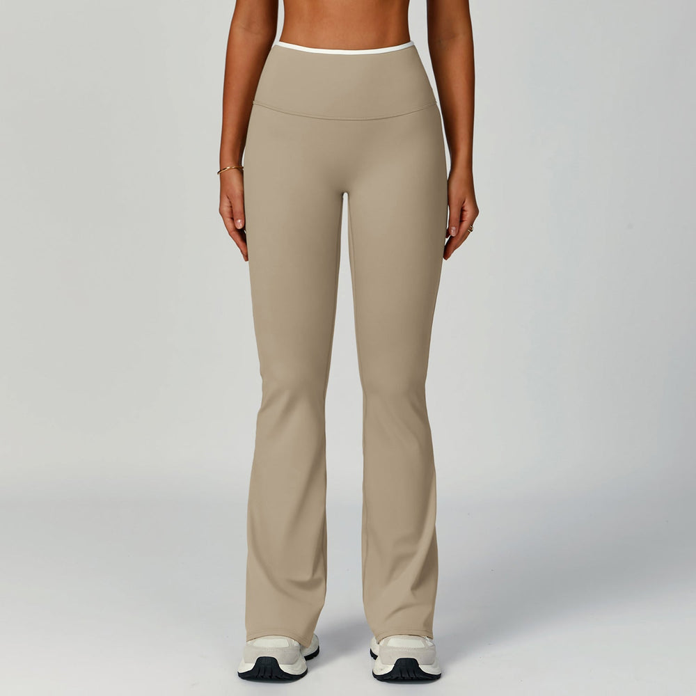 Nude Feel Sports Bell Bottom Pants Contrast Color High Waist Quick-Drying Wide Leg Trousers Sports Running Fitness Bootcut Trousers