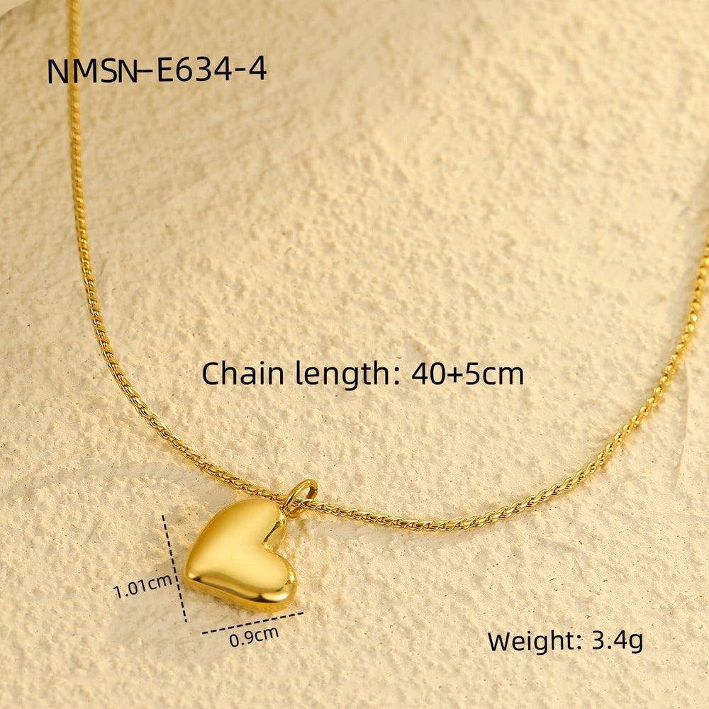 Valentine Day Love Stainless Steel Necklace Light Luxury High Grade Titanium Steel Peach Heart Clavicle Chain Sold Jewelry