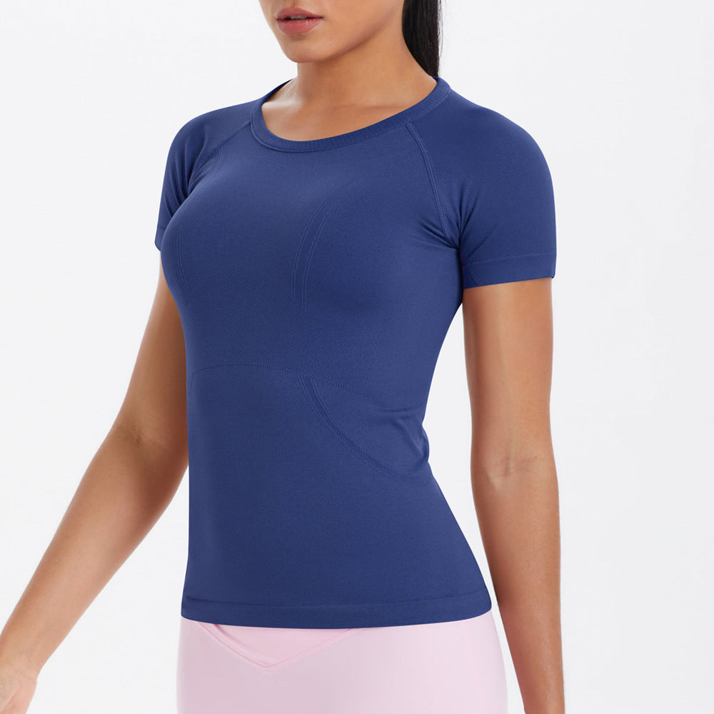 Women Short Sleeve round Neck Exercise T shirt Running Fitness Top Skin Friendly Slim Breathable Yoga Short Sleeve
