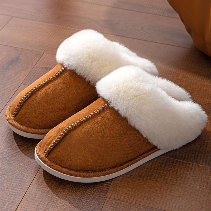 Fluffy Slippers Autumn Winter Warm Slugged Bottom Home Thickened Fleece Slippers Home Indoor Cotton Slippers