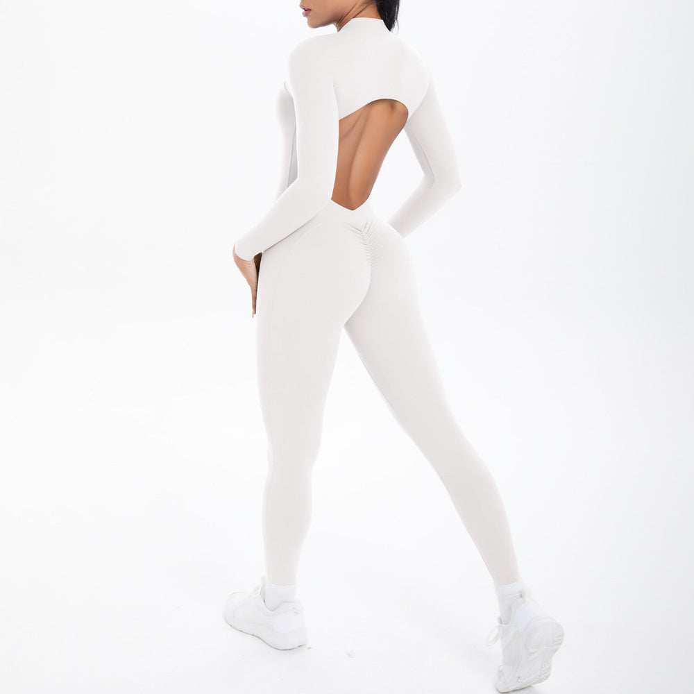 Long Sleeve Yoga Zipper One Piece High Strength Hollow Out Cutout out Beauty Back Running Fitness Clothes Sports One Piece Tights