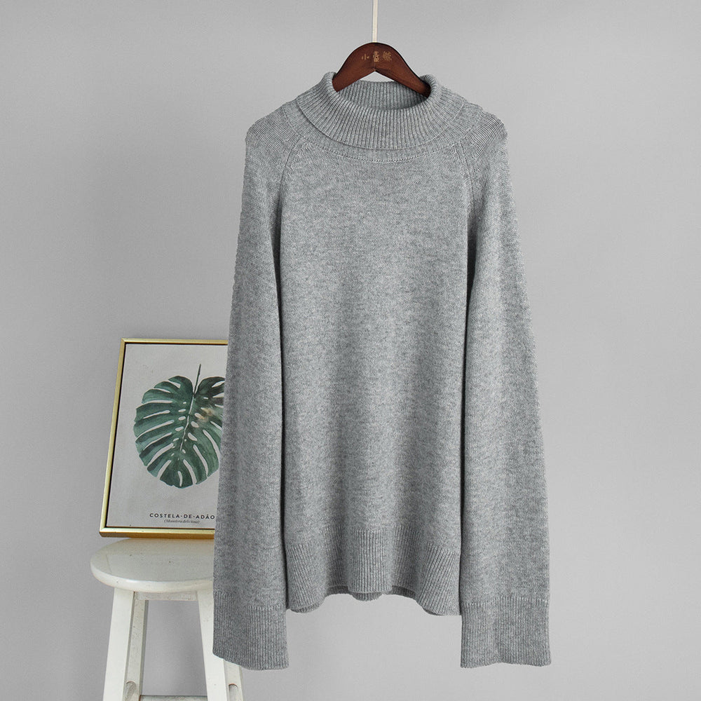Wool Turtleneck Sweater Autumn Winter Loose Pullover Sweater Thermal Knitting Sweater for Women