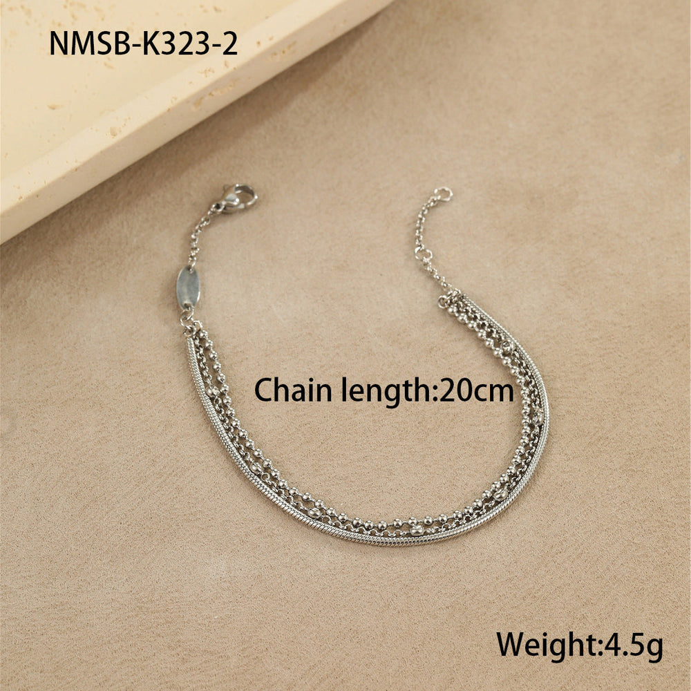 Light Luxury High Grade Multi Layer Stainless Steel Bracelet Twin Inlaid Zircon Niche Titanium Steel Hand Jewelry