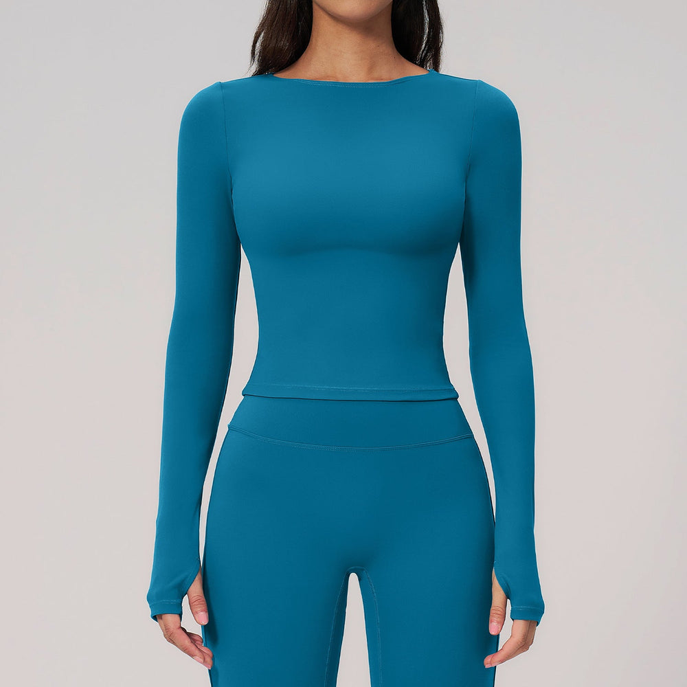 Summer Cream Brushed Yoga Clothes Long Sleeve Outdoor Sports Running Workout Long Sleeve Yoga Clothes Women