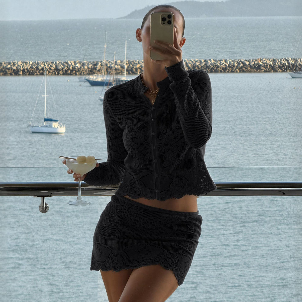 Women Clothing Solid Color Casual Beach Comfortable Sexy Blouse Sun Protective Clothing Set