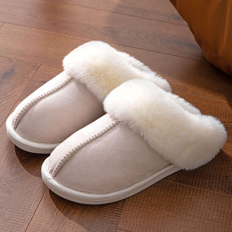 Fluffy Slippers Autumn Winter Warm Slugged Bottom Home Thickened Fleece Slippers Home Indoor Cotton Slippers