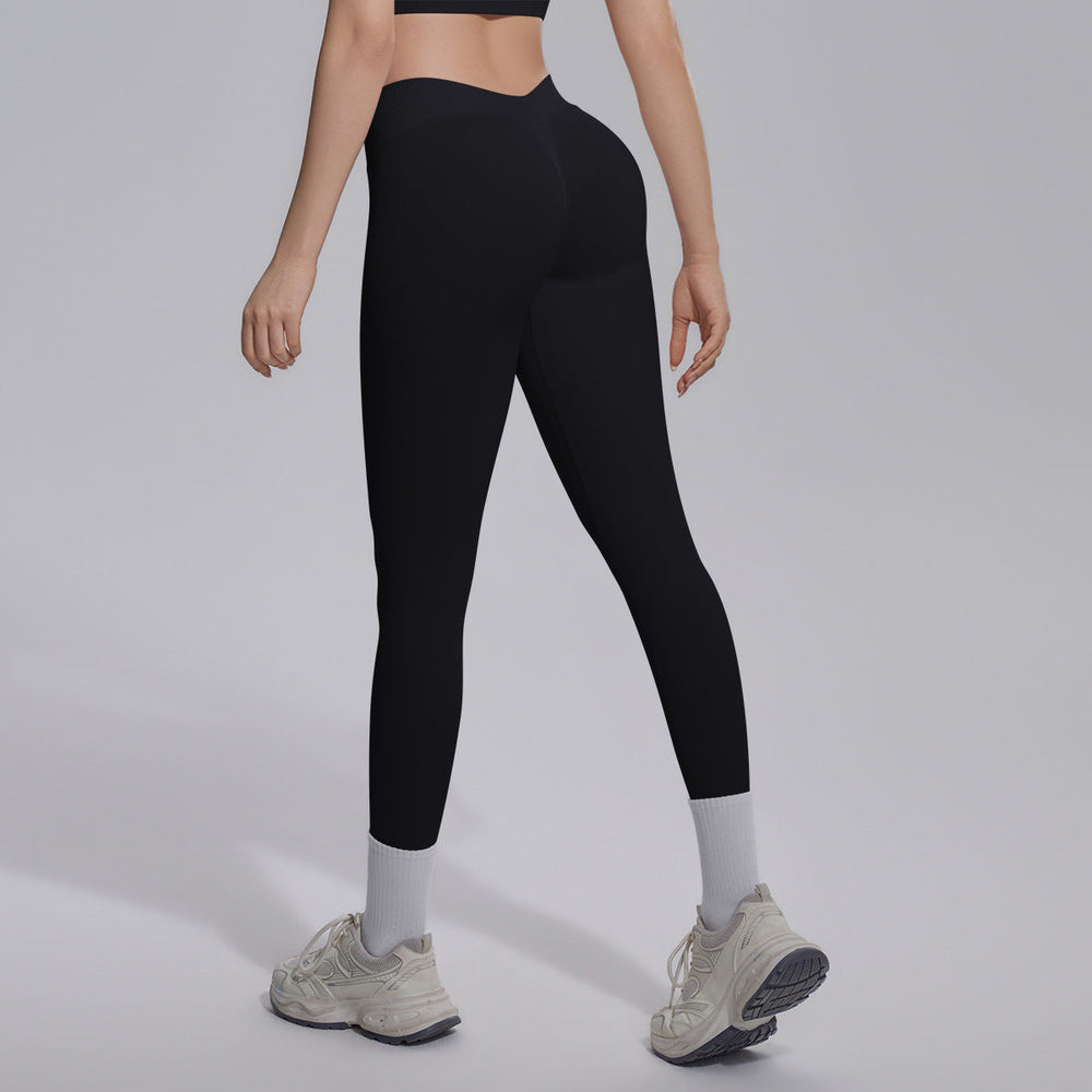 Peach Hip Seamless Knitted Yoga Pants V Skinny Slimming Running Sports Quick Drying Fitness Trousers