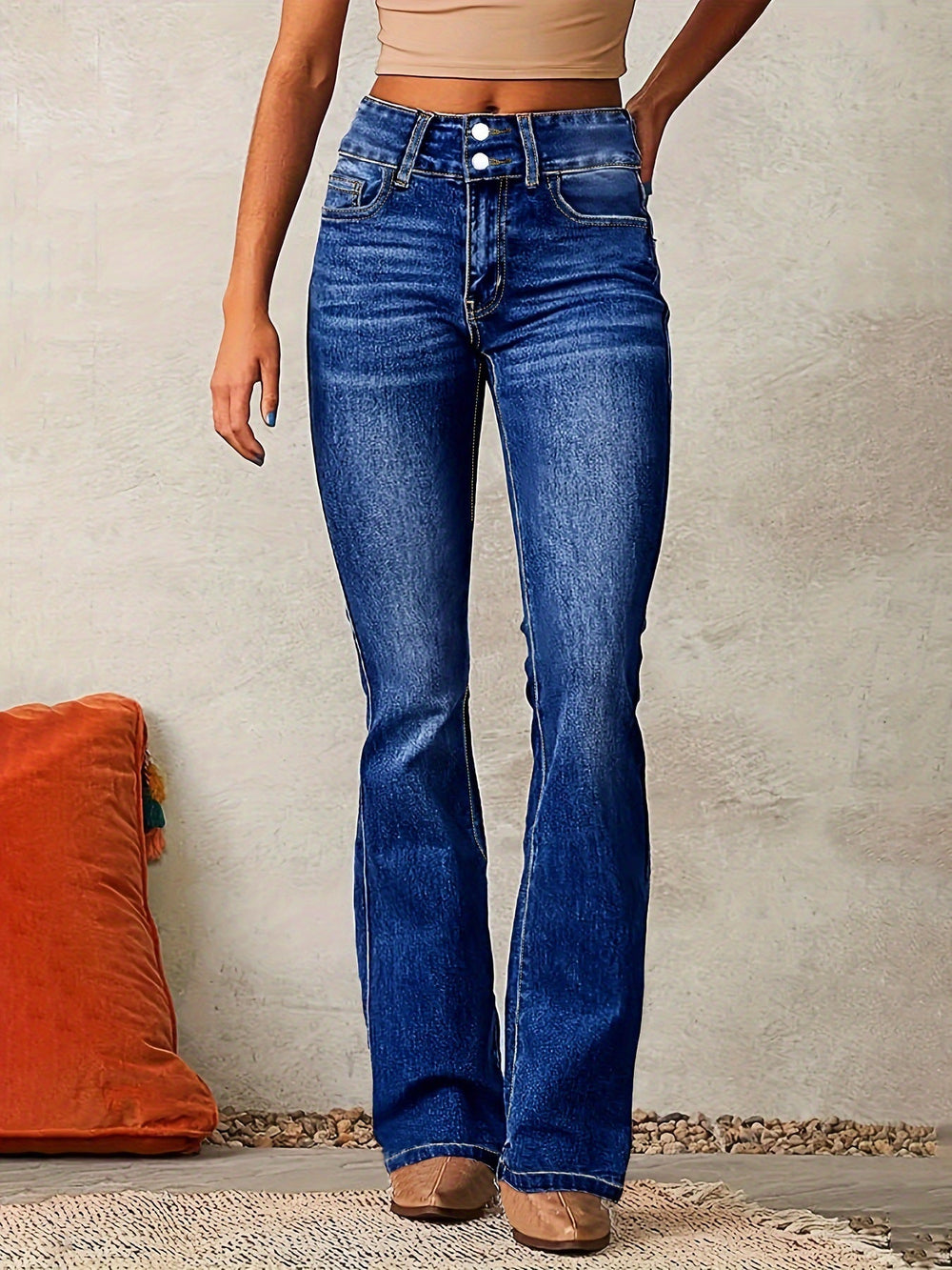 Vintage Stretch Jeans Women Wear Spring Washed Street Bootcut Pants