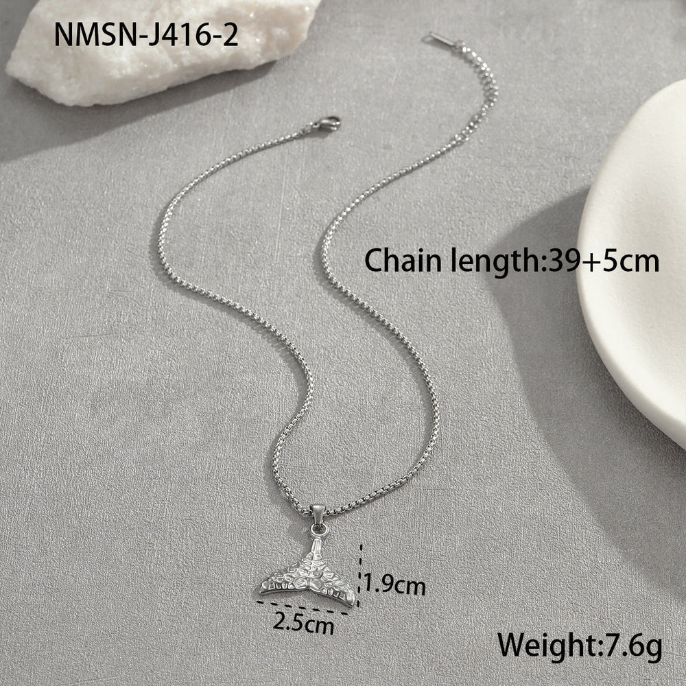 Coconut Fishtail Embellished Stainless Steel Necklace Holiday Titanium Steel Clavicle Chain 18K Gold Plating Necklace