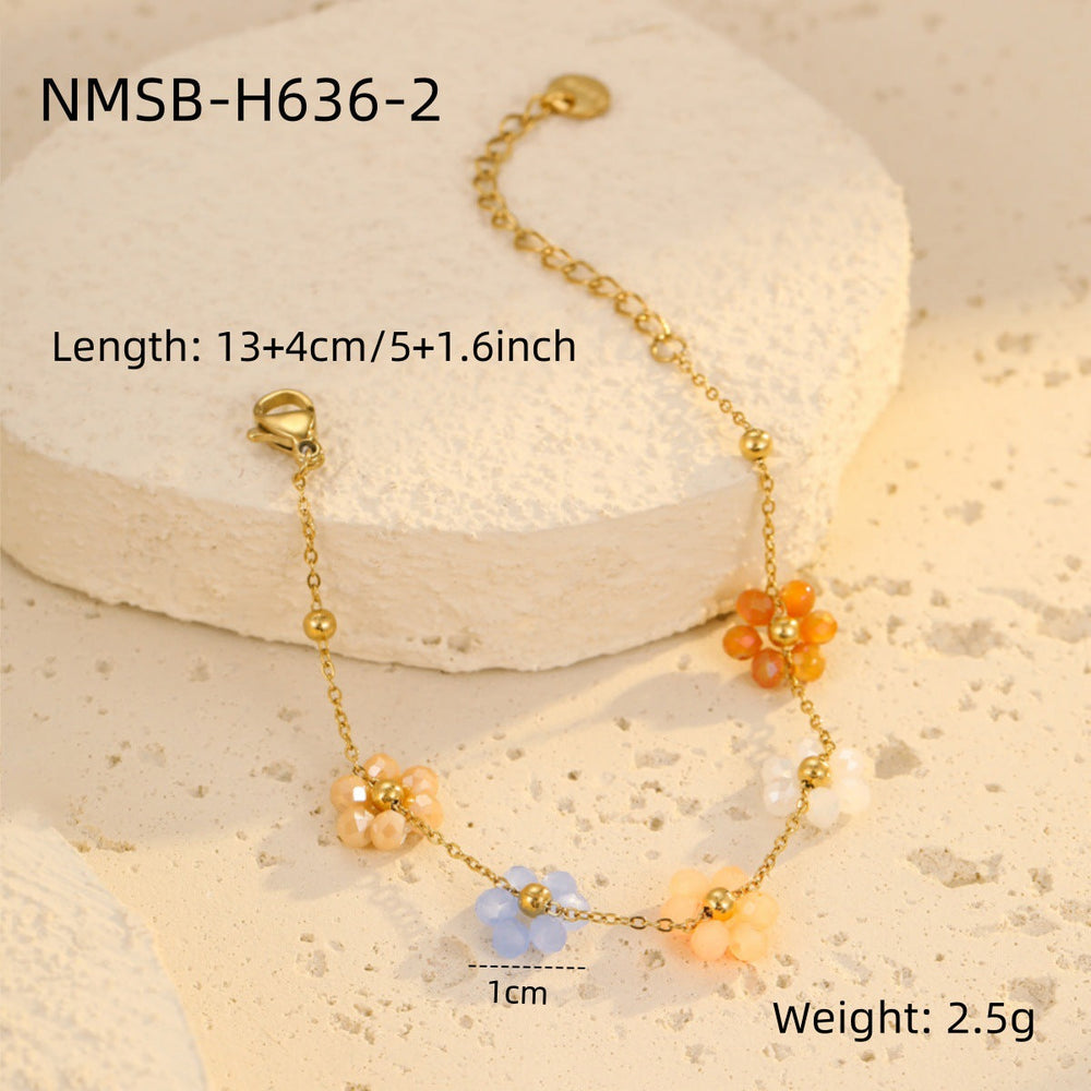 Bracelet Niche Colorful Floral Beaded Bracelet Ladies Ornament Light Luxury Ornament