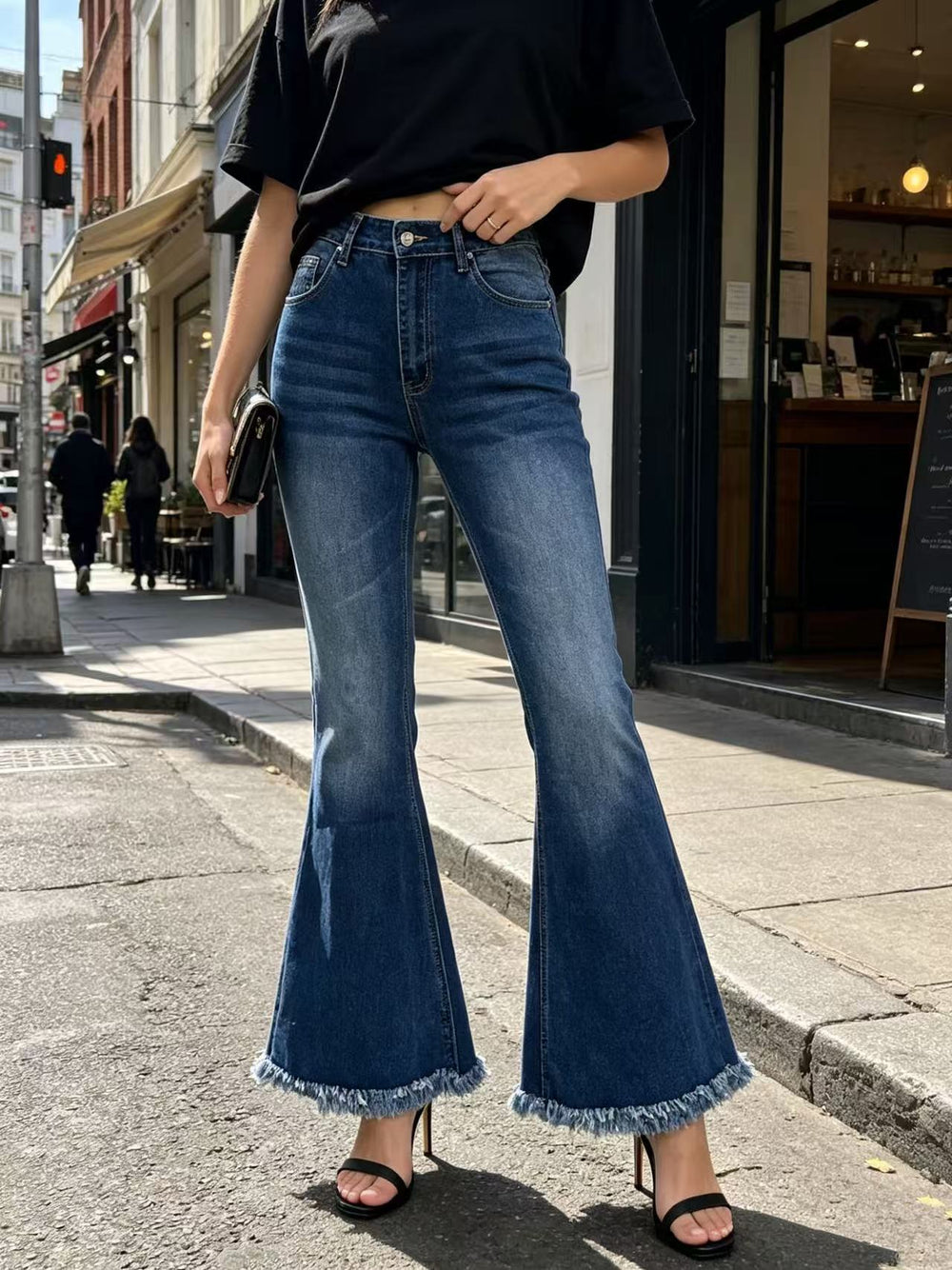 High Waist Slimming Fashionable Burrs Tassels Women Skinny Jeans