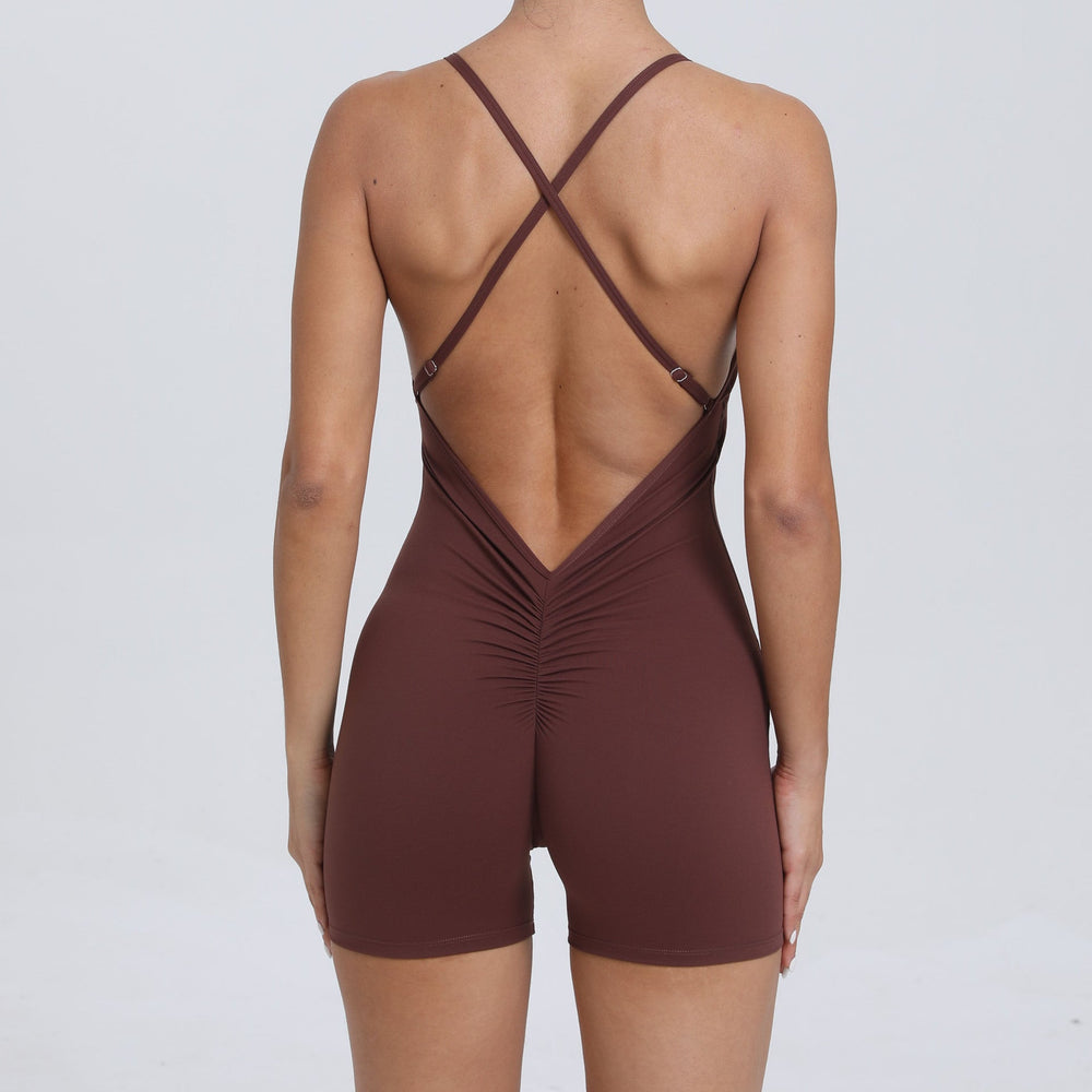 Quick Drying Nude Feel Sports One Piece One Piece Beauty Back Running Fitness Clothes Tight Yoga Jumpsuit