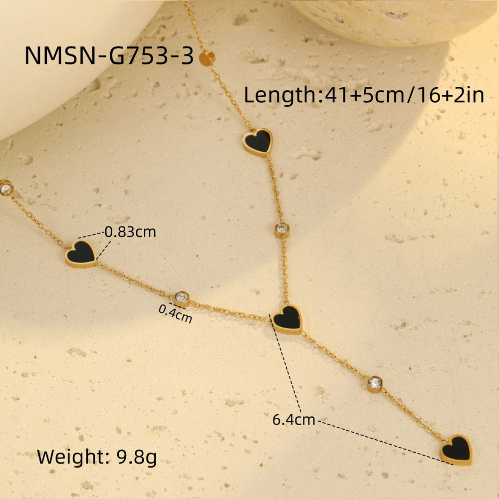 Light Luxury Minority Necklace High Grade Tassel Heart Clavicle Chain Heart Shaped Stainless Steel Necklace Neck Accessories Women