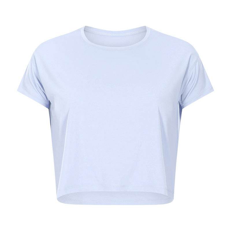 Sexy Cropped Yoga T shirt Women Quick Drying Loose Breathable Outdoor Sports Workout Clothes